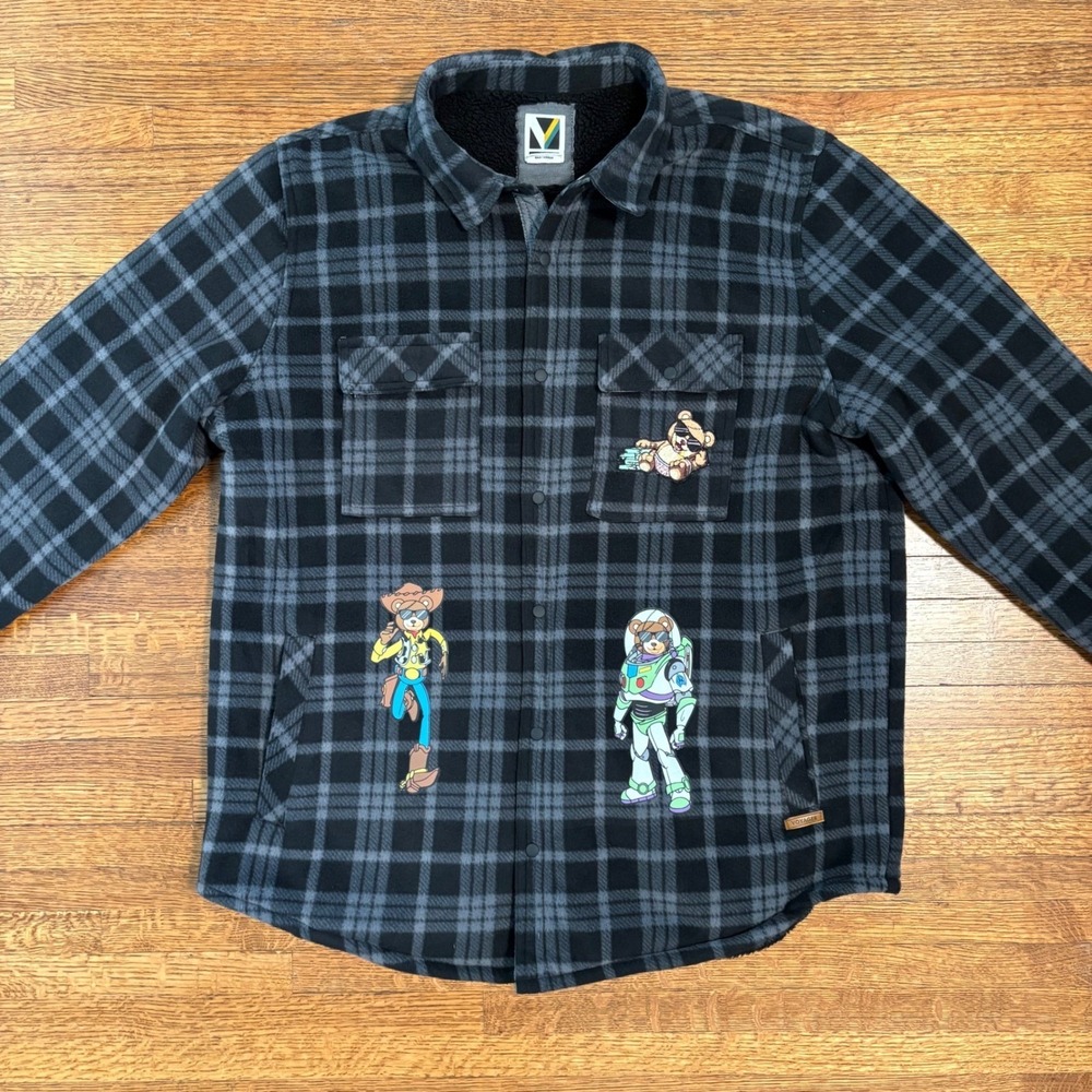 Voyager XL‎ Mens Toy Story Bear Buzz Woody Flannel Sherpa Lined Jacket